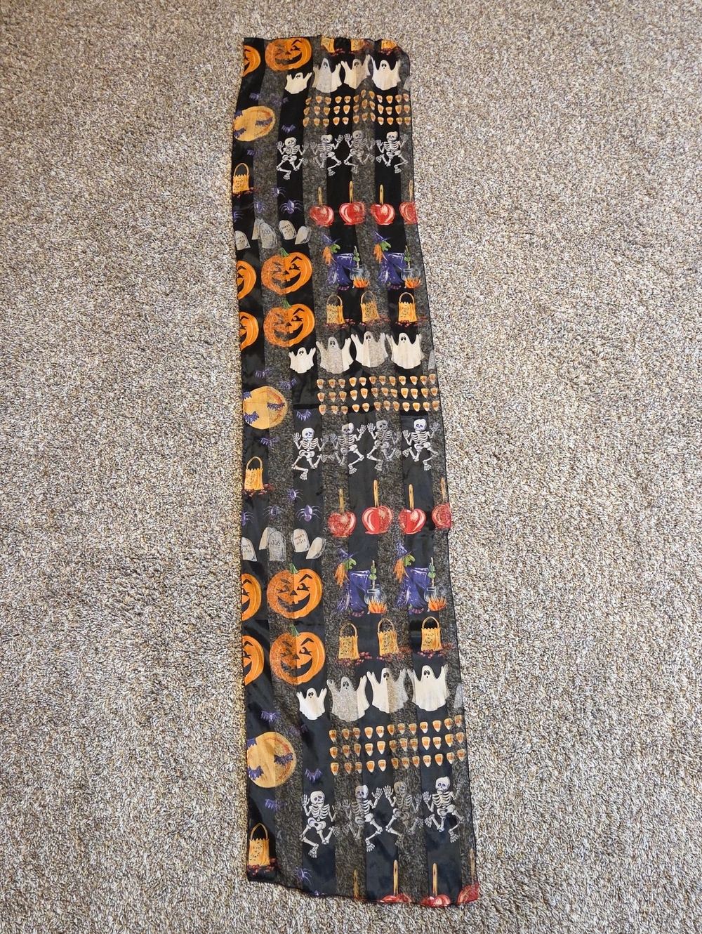 Halloween Purse Scarf - Black with Orange & White Print
